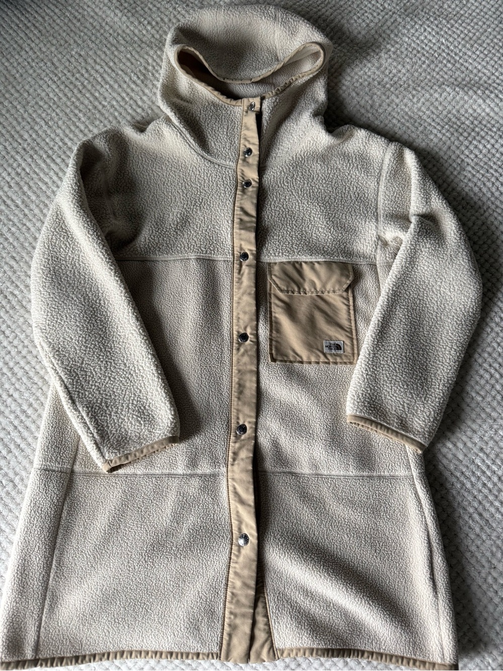 The North Face Women’s Cream Sherpa Jacket with Tan Trim